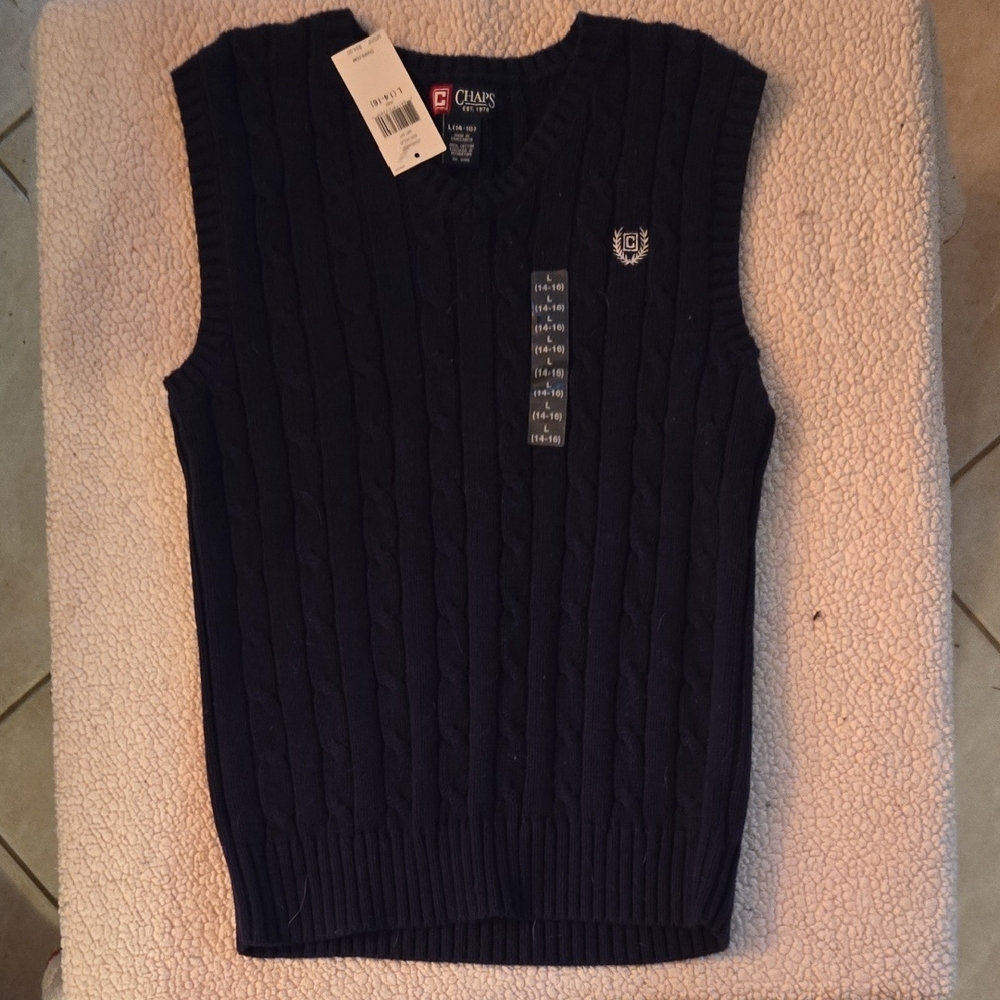 Chaps Men's Dark Blue V-Neck Sweater Vest